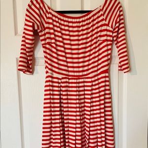 Amelia James off the shoulder red dress.